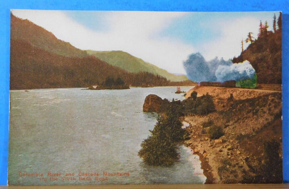 Postcard Columbia River and Cascada Mountains On the North Bank Road