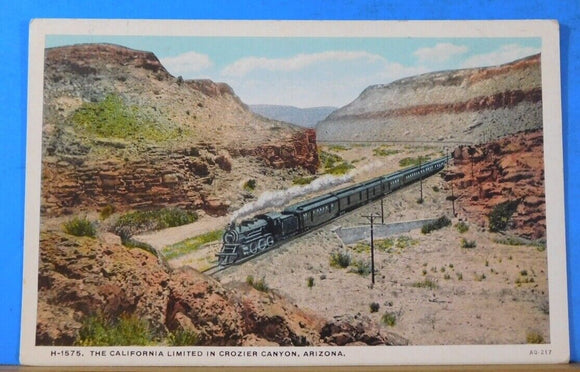 Postcard California Limited Crozier Canyon Arizona. Fred Harvey card.