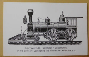 Postcard Eight wheeled American Locomotive By the Danforth Locomotive & Machine