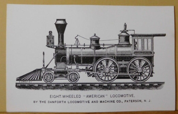 Postcard Eight wheeled American Locomotive By the Danforth Locomotive & Machine