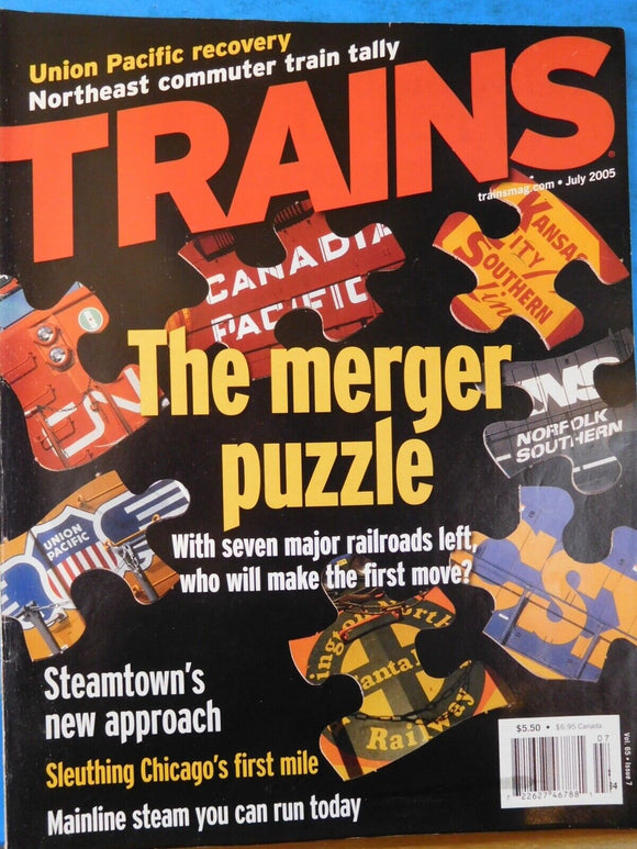 Trains Magazine 2005 July The merger puzzle Steamtown new approach Mainline stea