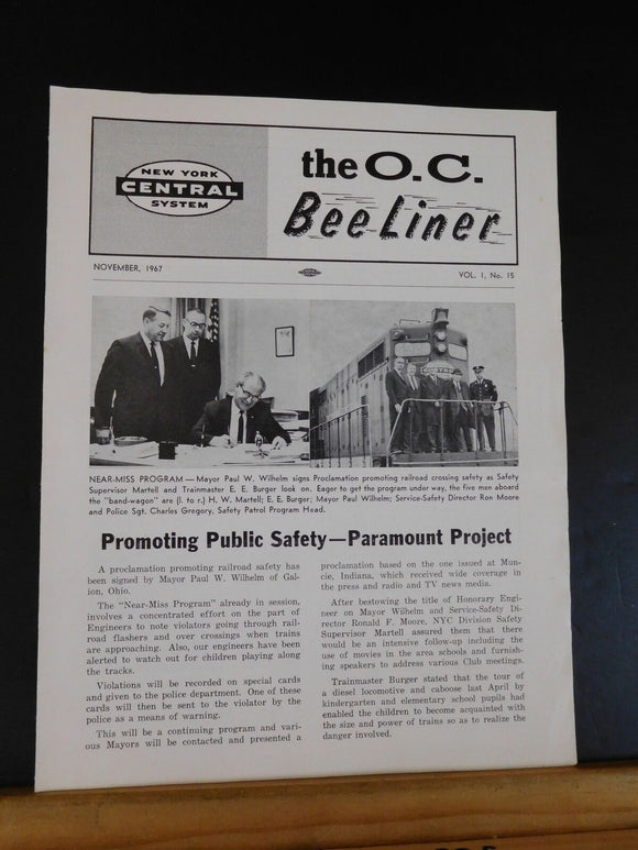 O.C. Bee Liner 1967 November Vol.1 #15 New York Central System Promoting public