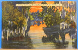 Postcard Looking Up Orange River at Sunset Fort Myers Florida PM 1955