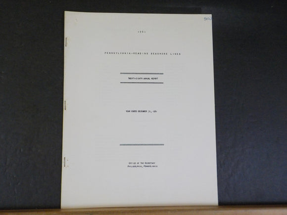Pennsylvania-Reading Seashore Lines annual report 1961 28th annual
