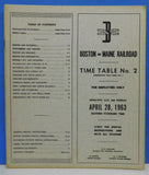 Boston & Maine employee timetable #2 1963 B&M ETT