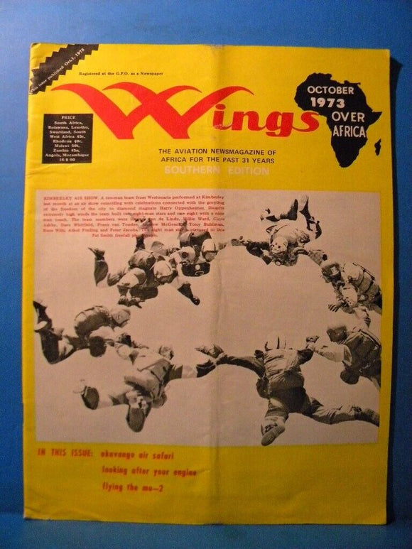 Wings 1973 October Over Africa Aviation magazine of Africa Okavango air safari M