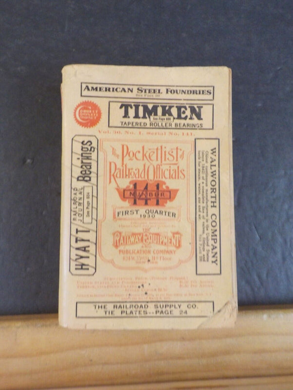 Pocket List of Railroad Officials #141 1930 1st Quarter