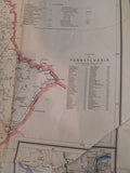 Map Pennsylvania Showing Post Offices 1957 showing railroads