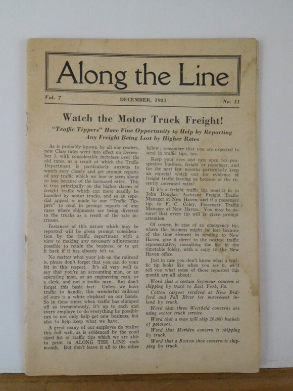 Along the Line 1931 December New York New Haven & Hartford Employee Magazine