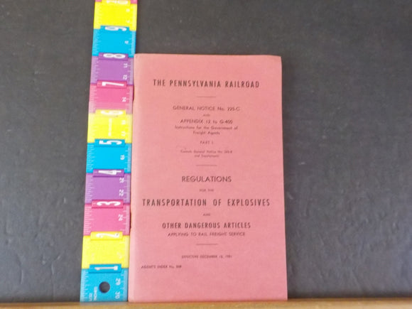 Pennsylvania Railroad Regulations Transportations of Explosives 1951 December 15