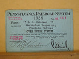 Pass Pennsylvania Railroad Annual Employee Pass 1926 #BE161