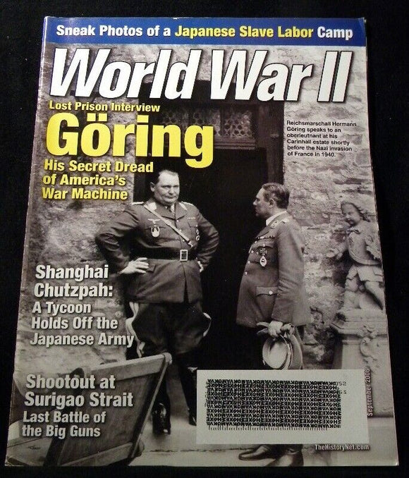 World War II 2006 September Magazine Goring Shanghai Chutzpah Surigao Strait