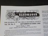 Bandwagon 1980 September October Circus Magazine Robbins Bros Ringling Barnum Co