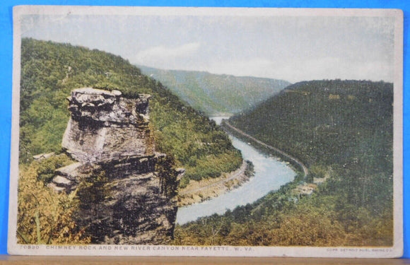 Postcard Chimney Rock and New River Canyon near Fayette WV  Date unknown.  Appro