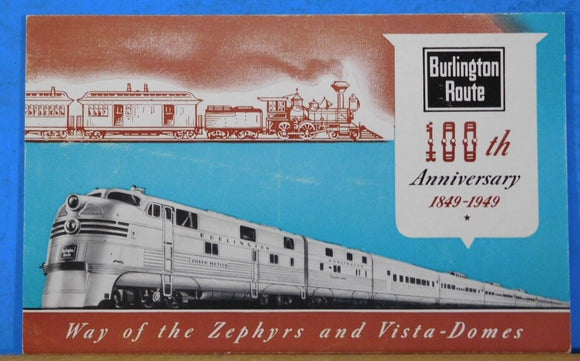 Postcard Burlington Route 100th Anniversary 1849-1949