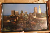 Framed photo of the Cleveland skyline by Dan Morgan 1987 print  16 X 25 inches