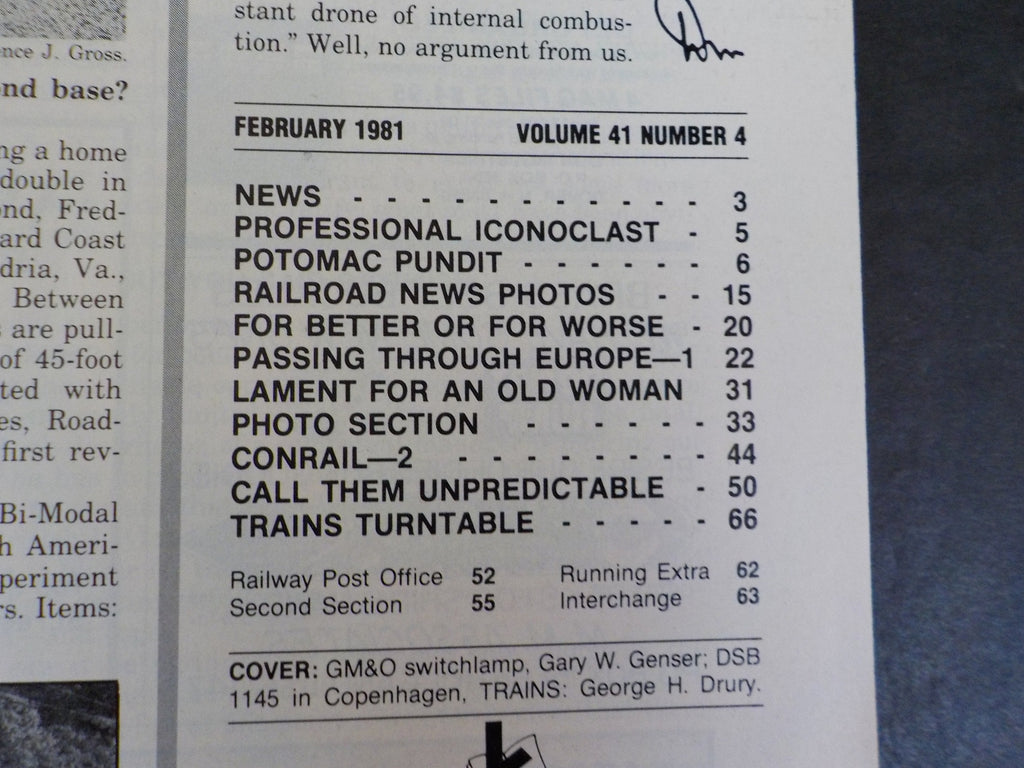 Trains Magazine 1981 February Conrail Soo F