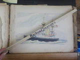 Locomotive, ship, house, machine, detail drawings Jean H Rougeau France
