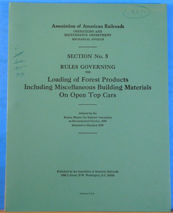 AAR Rules Governing the Loading of Forest Products On Open Top Cars Section #5