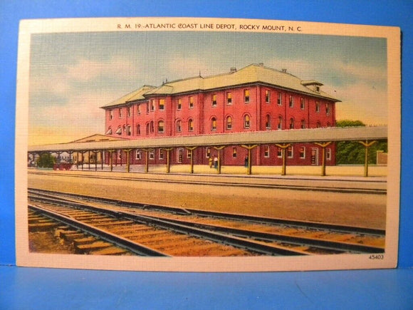 Postcard Atlantic Coast Line Depot Rocky Mount North Carolina R.M. 19