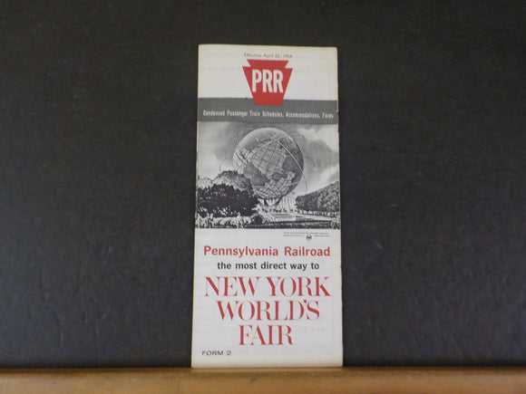 Pennsylvania Railroad Public Timetable 1964 April 26 Form 2 Condensed Worlds Fai