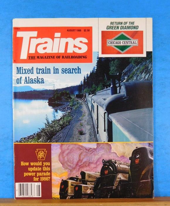 Trains Magazine 1986 August Mixed train in search of Alaska Green Diamond return