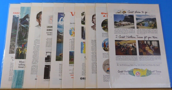 Ads Great Northern RR Lot #19 Advertisements from Various Magazines (10)