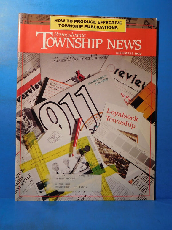 Pennsylvania Township News 1992 October AND 1992 December 2 issues