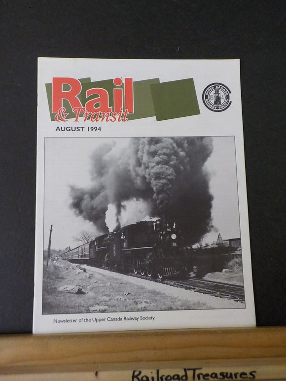 Rail and Transit #536 August 1994 Upper Canada Railway Soc newsletter
