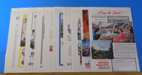 Ads Union Pacific Railroad Lot #34 Advertisements from various magazines (10)