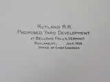 Map Rutland RR Proposed Yard Development Bellows Falls VT 1926 REPRINT Folded