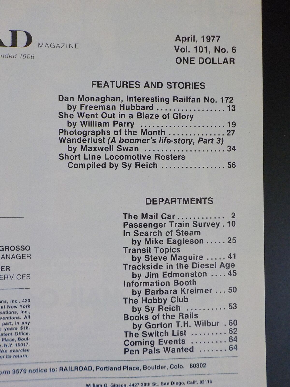 Railroad Magazine 1977 April Short line locomotive rosters ...