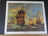 Renaissance Lithographic Print Flota Fondeada 22 X 19 inches