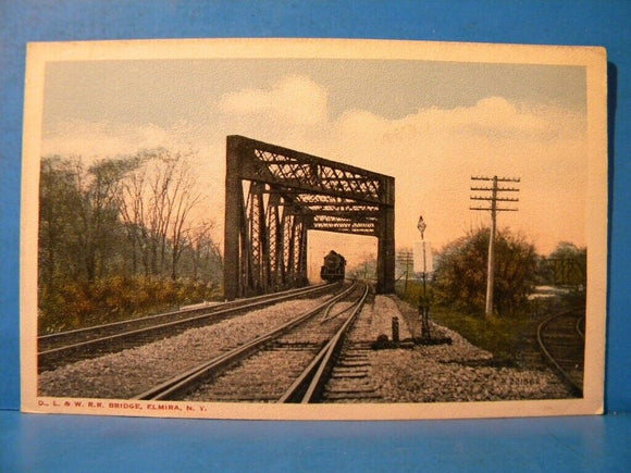 Postcard D.L.&W RR Bridge Elmira N.Y. No Postmark Delaware Lackawanna & Western