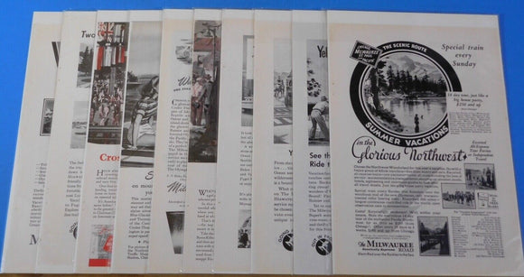 Ads Milwaukee Road Lot #12 Advertisements from various magazines (10)