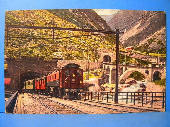Postcard Gotthard Tunnel with Electric Train Gotthard Bahn, Vintage Postcard