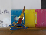 Jaycees California Yellow Sailboat With Woman Sailing  Tri color sail   PIN
