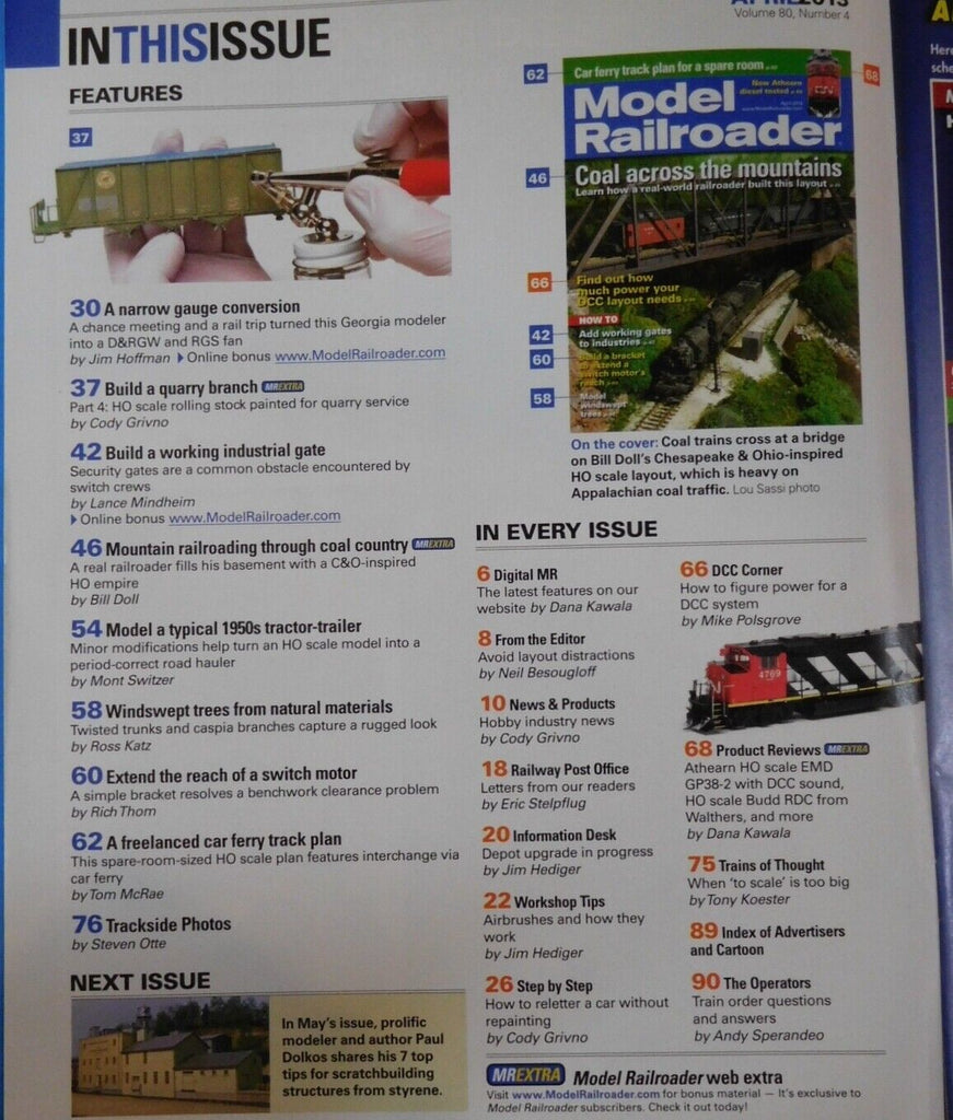 Model Railroader Magazine 2013 April Coal across the mountains Add wor ...