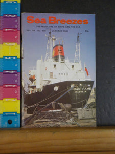 Sea Breezes Magazine #409 Vol 54 1980 January Lord Warden Sails East