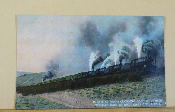 Postcard D&RG Train crossing Soldier Summit Card #734 90 miles East of Salt Lake