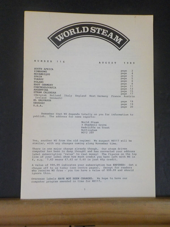 World Steam #116 August 1989