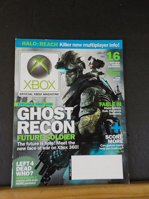 Official Xbox Magazine 2010 May NO DEMO DISC Ghost Recon Halo Reach