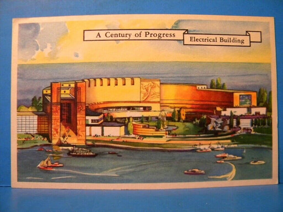 Postcard Century of Progress Electric Building Toastmaster Hospitality Booth