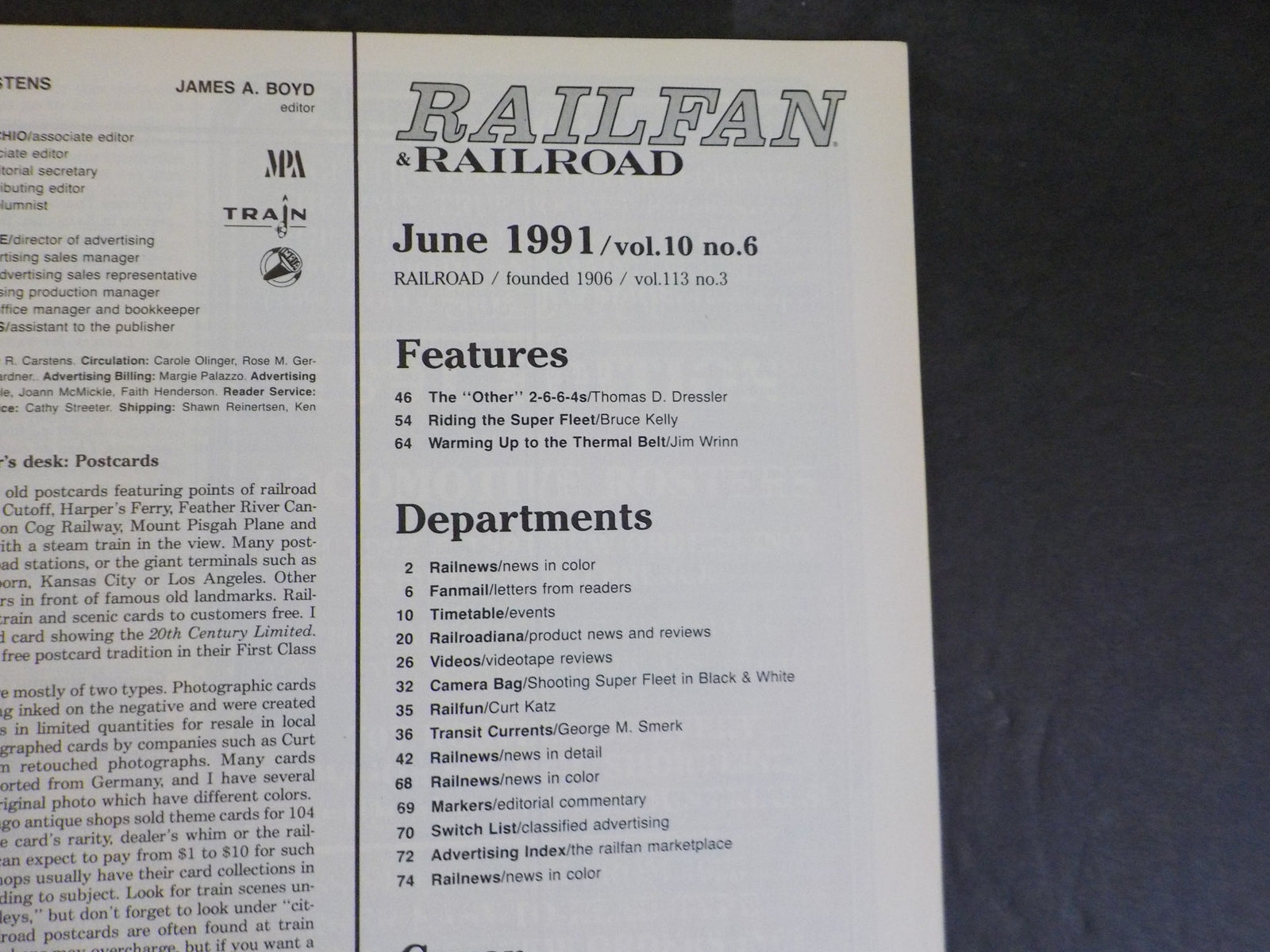Railfan & Railroad Magazine 1991 June Riding the super fleetr Thermal ...