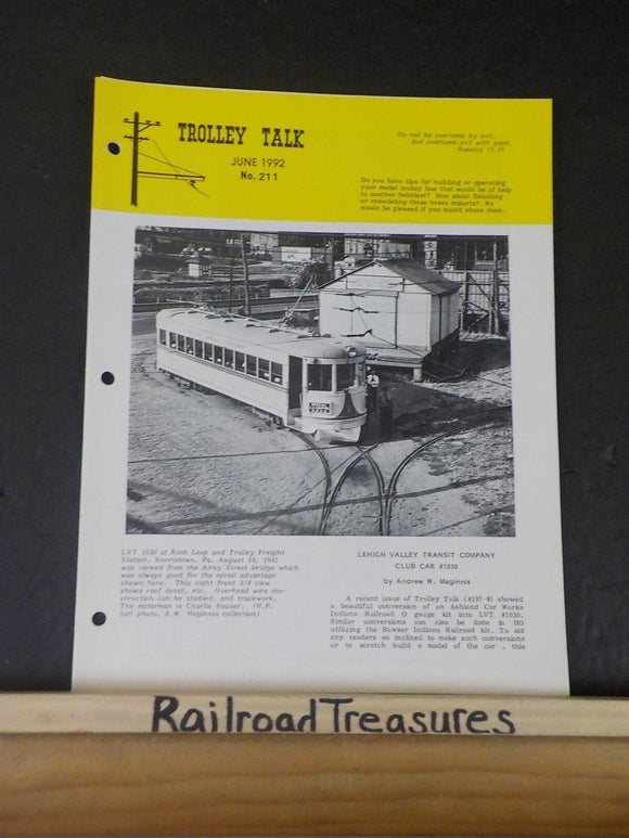 Trolley Talk #211 1992 June LVT Club car 1030. Interior details & paint scheme o