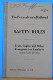 Pennsylvania Railroad Safety Rules Train Engine and Other Transportation Employe