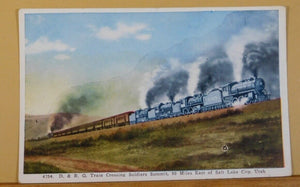 Postcard D&RG Train crossing Soldier Summit Card # 4394 90 miles East of Salt La