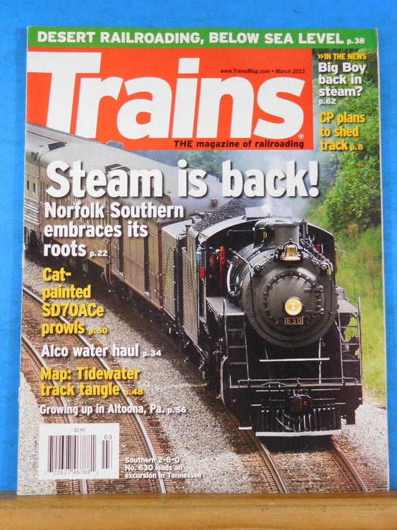 Trains Magazine 2013 March Steam is back Norfolk Southern Alco water haul Tidewa
