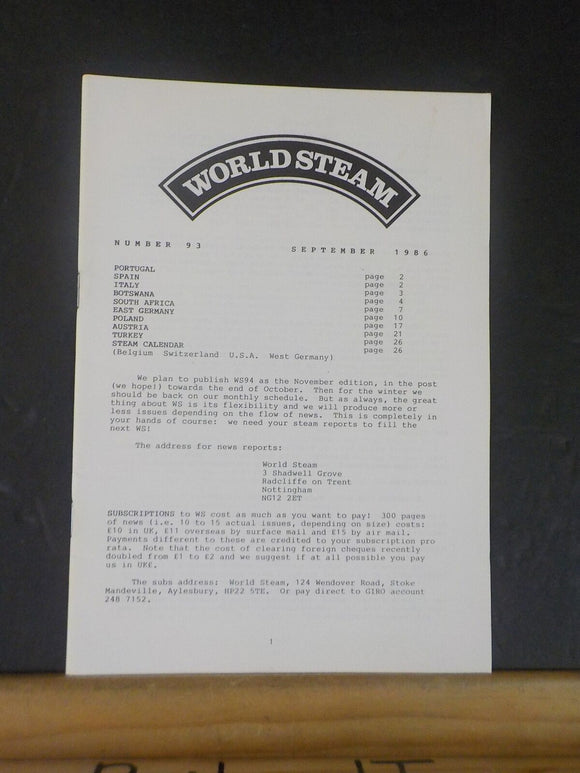 World Steam #93 September 1986 Portugal Italy Spain