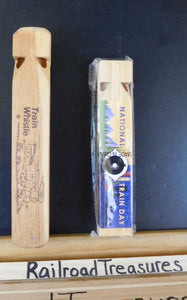 Toy Train Whistle Lot of 2:Wood National Train day